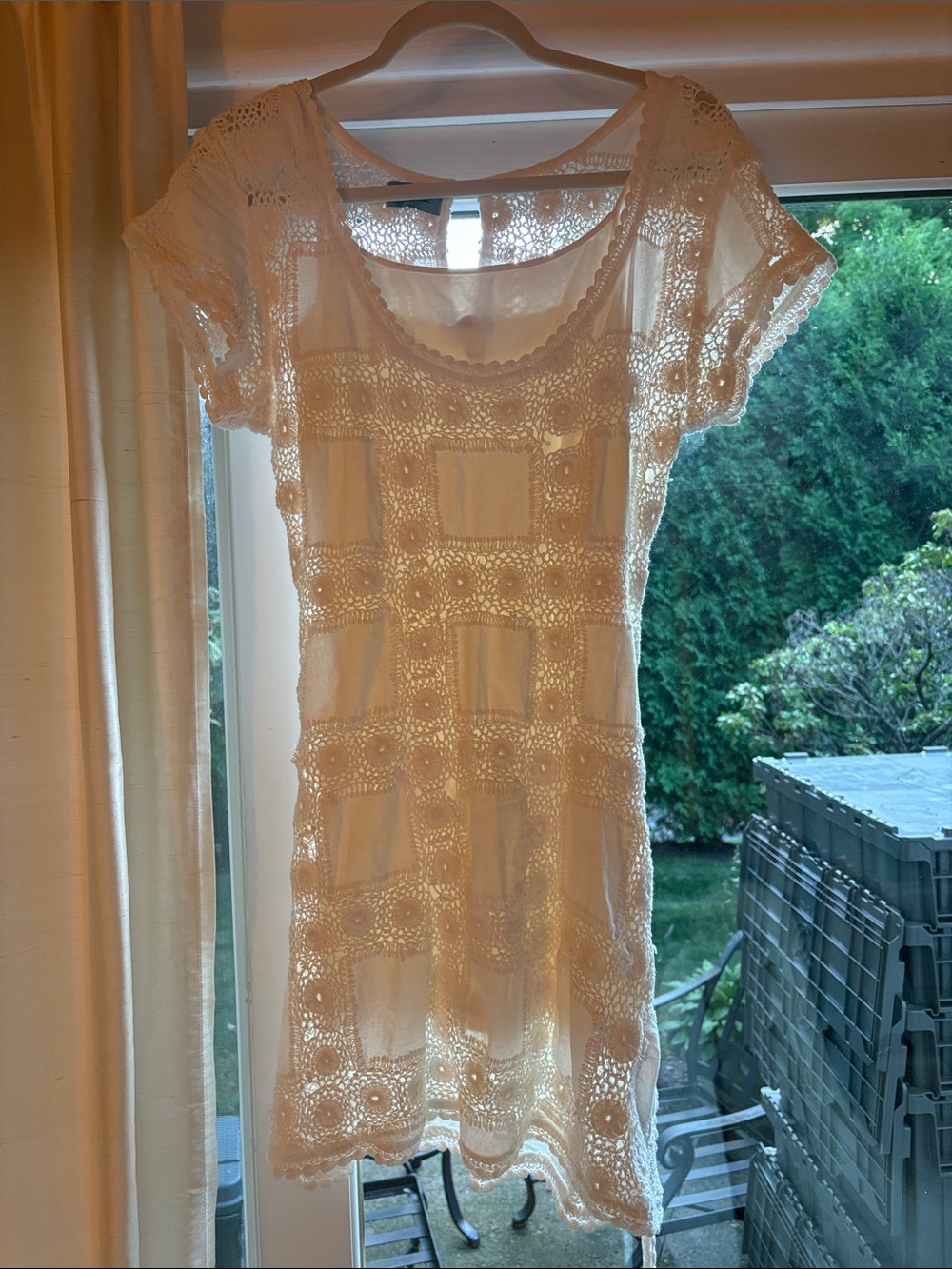 Letarte White Crochet Swim Coverup with liner